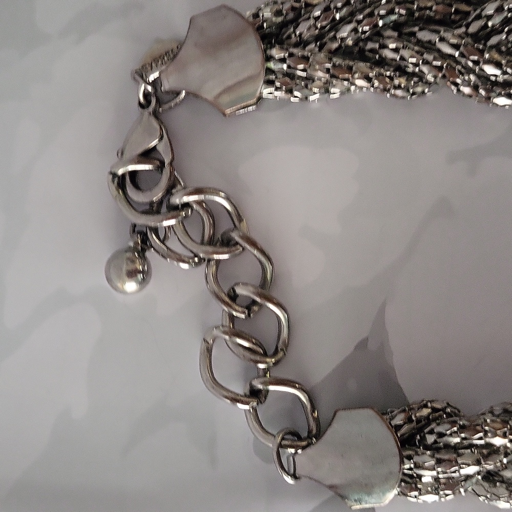 Y2K Express Gunmetal Gray Scale Braided Mesh Choker Necklace - Picture 3 of 7